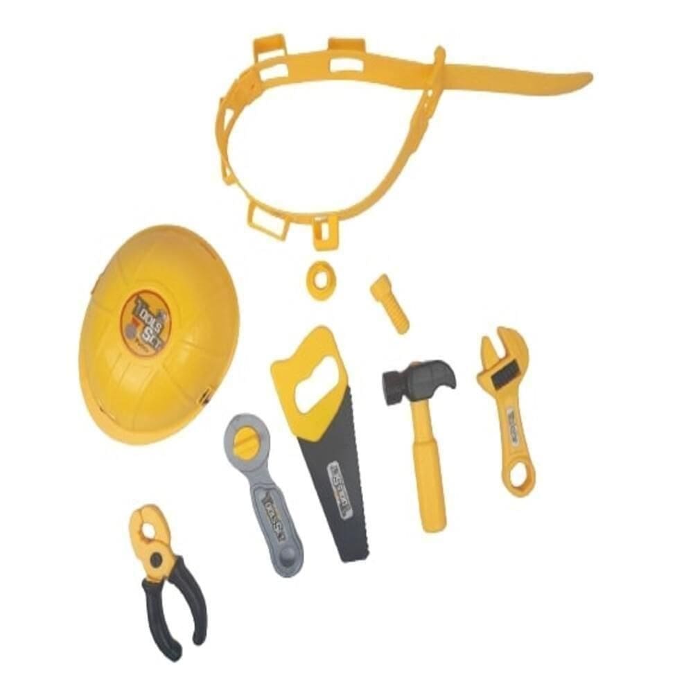 Kit De Ferramentas Infantil Cinto Capacete Brinquedo Com Acessorios Chaves Alicate Completo