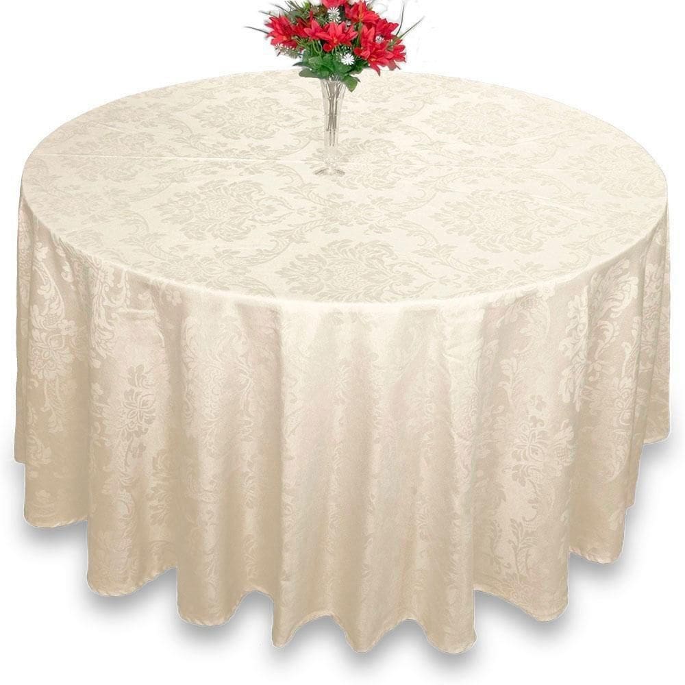 Kit 10 Toalha De Mesa Redonda Jacquard Pérola 8 Lugares
