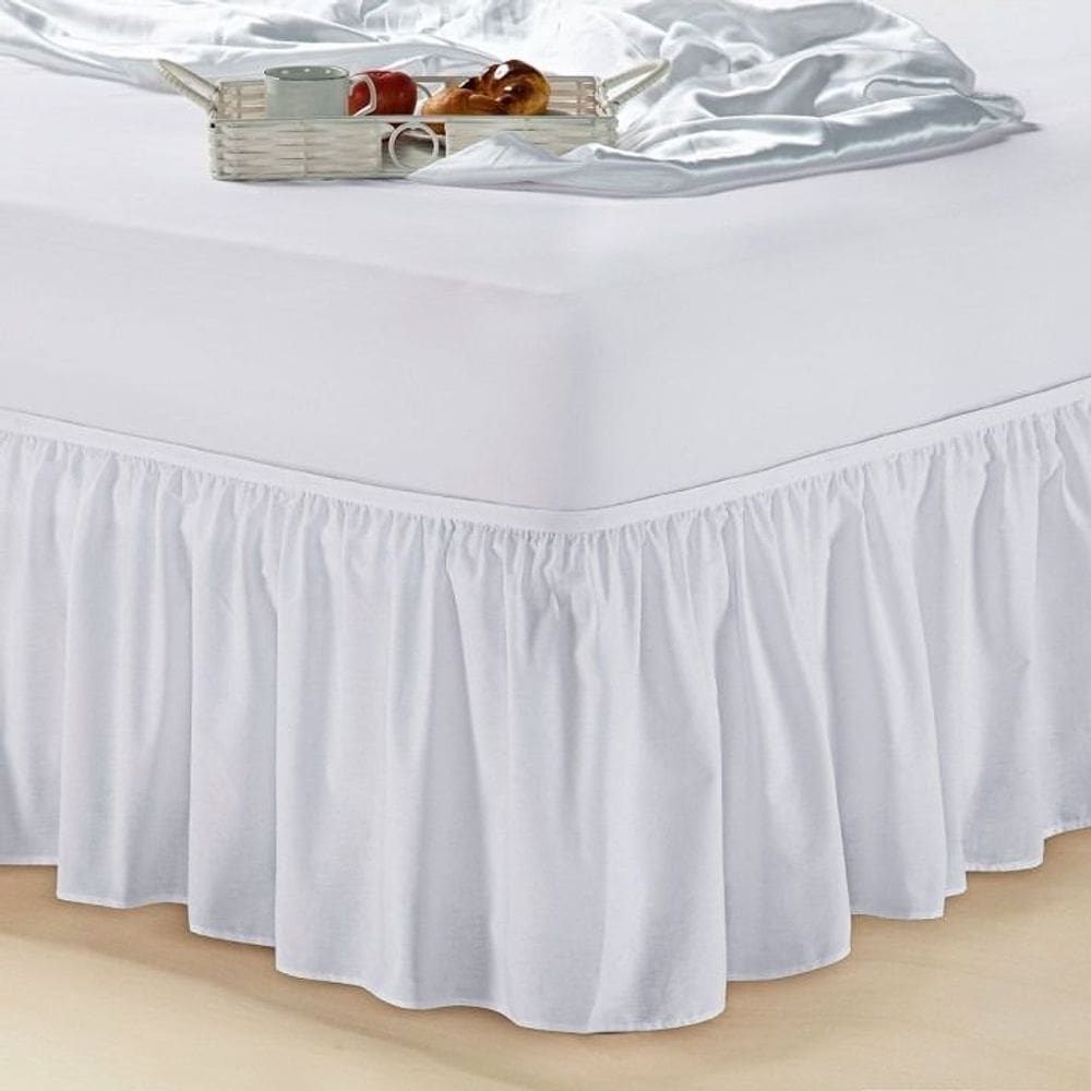 Saia Cama Box Branca Com Babado Tamanho Queen Microfibra