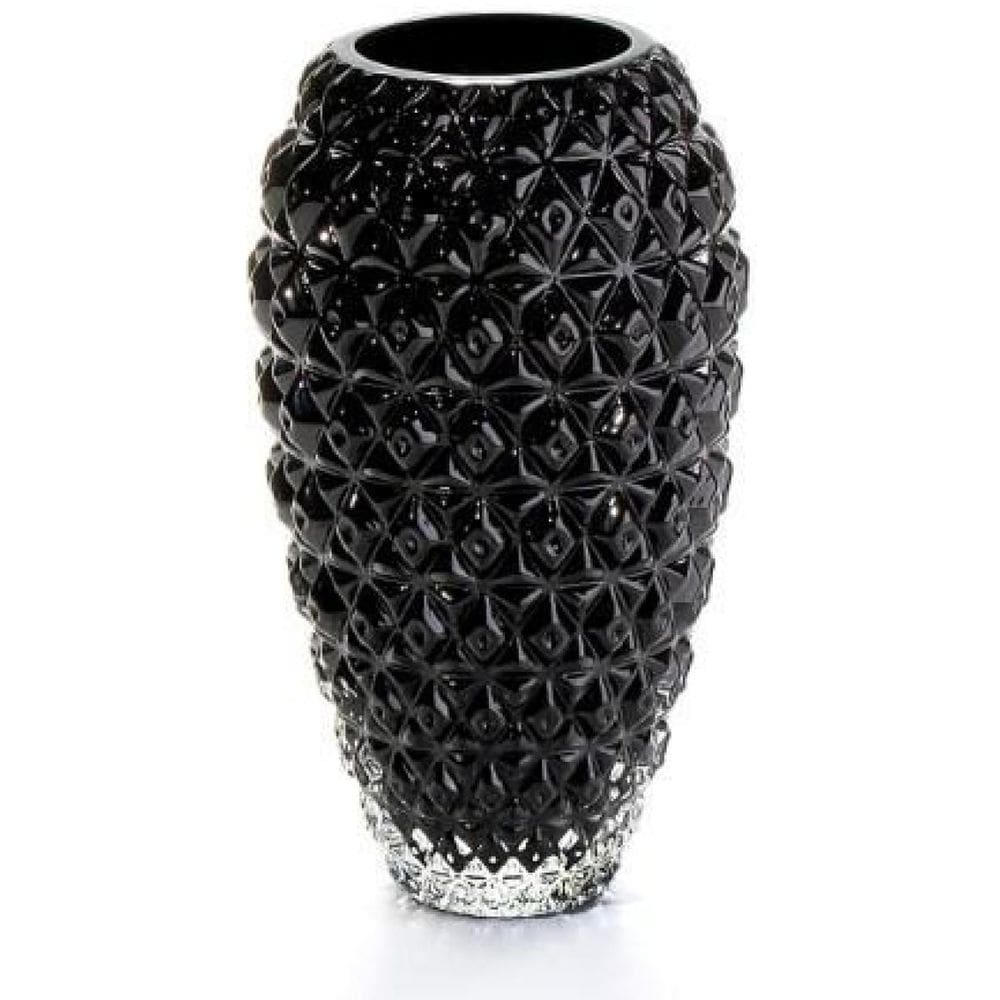 Vaso Em Cristal Murano Preto - São Marcos 32Cm