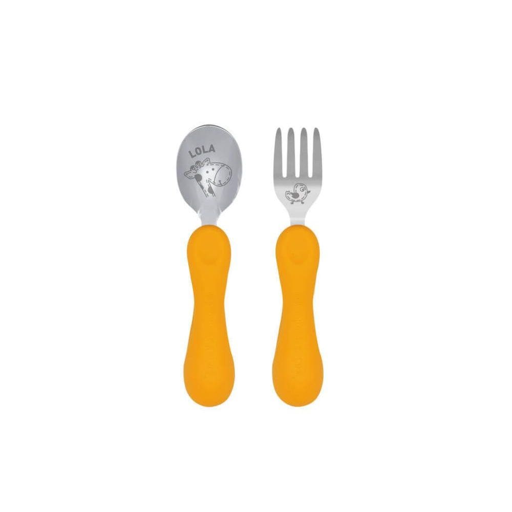 Jogo Anatômico Colher E Garfo Com Inox Girafa Lola 2Pcs - Marcus Marcus