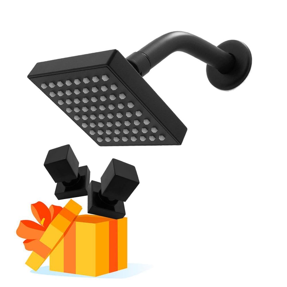 Chuveiro Ducha Quadrada Articulável Preto Fosco +