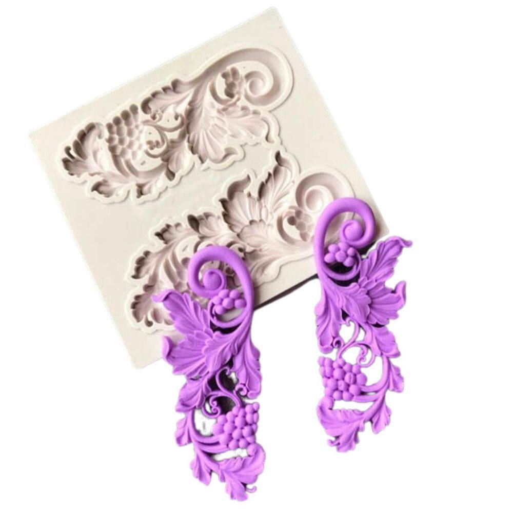 Molde Silicone Enfeite Cacho Uva Parreira Fondant Biscuit