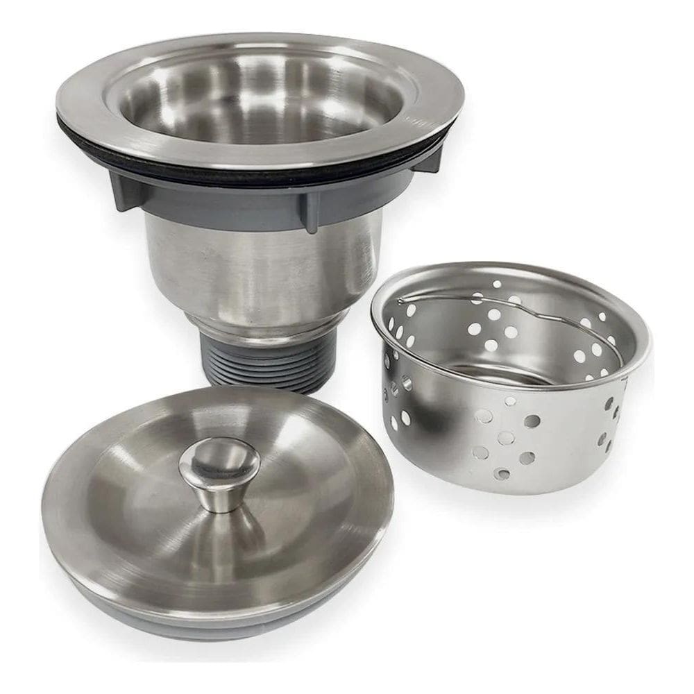 2X Valvula 4 1/2 Ralo Pia Cozinha Inox Escovado Com Cesto Hi