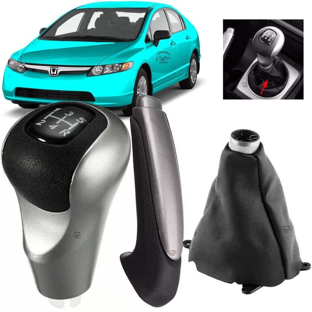 Kit Manopla Coifa E Capa Freio De Mão New Civic 2007/2011