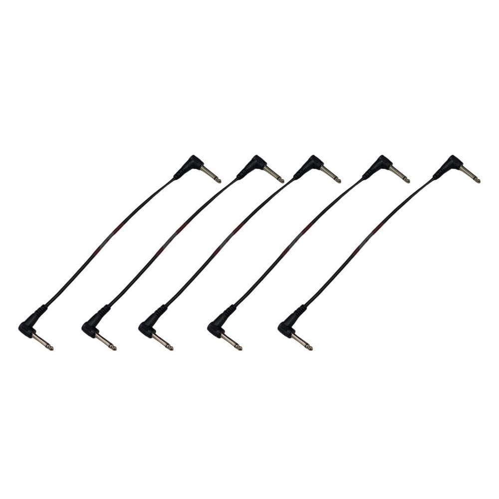 Kit 5 Cabo P10 90º Em L Para Pedal Efeitos 25Cm Preto Mxt