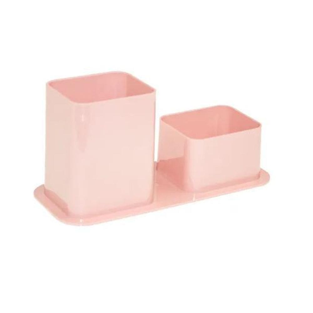 Porta Caneta Lápis Clips Organizador De Mesa Rosa Dello