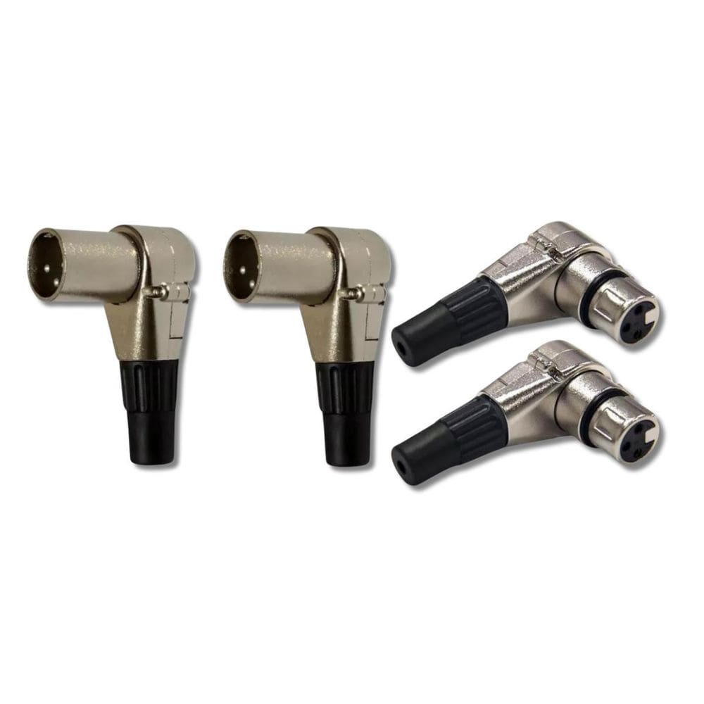 Kit 2 Plug Xlr Fêmea 90º + 2 Plug Xlr Macho 90º Prof. Mxt