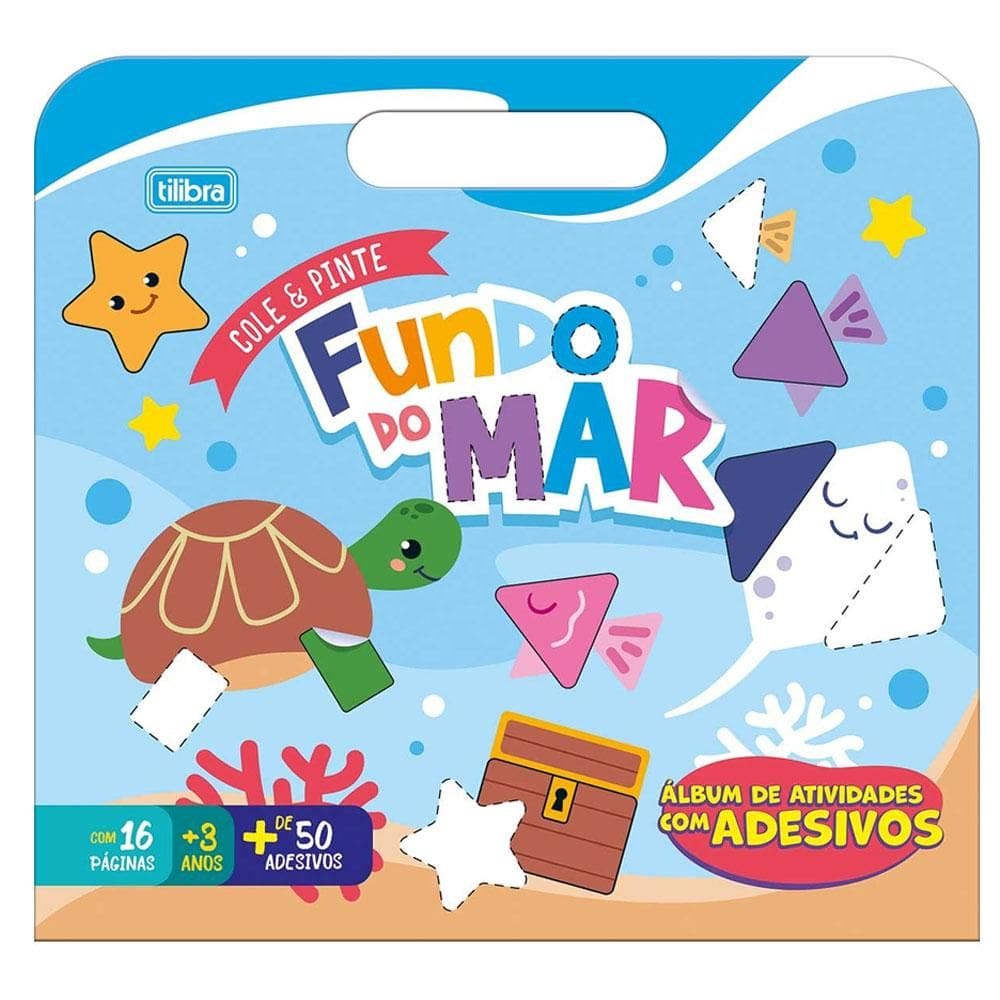 Maleta de atividades Cole e Pinte Fundo do Mar 8 fls Tilibra