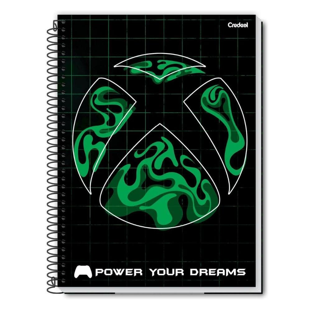 Caderno Universitário Xbox 1M Jogo Capa Dura Gamer - Preto