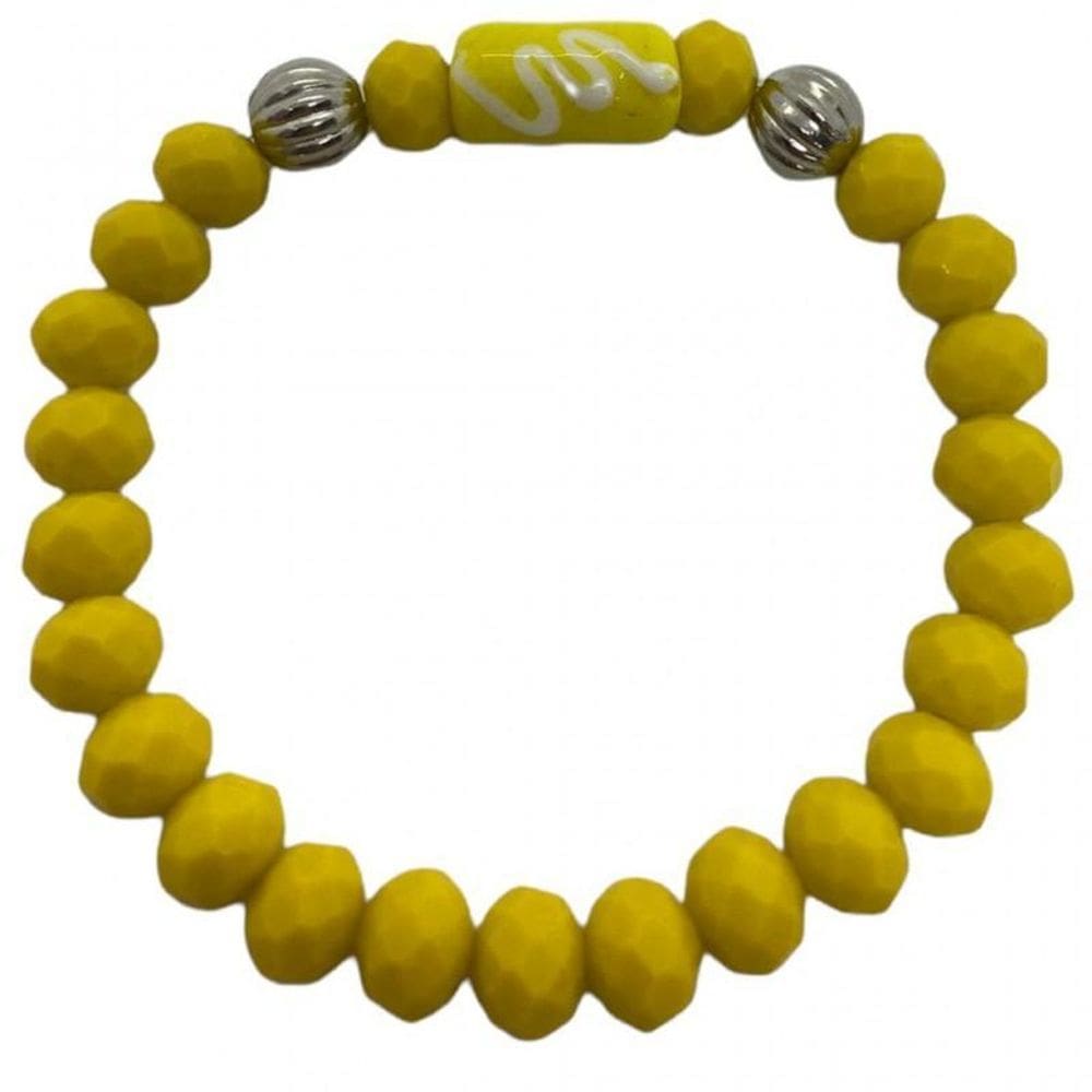 Pulseira Iansã Amarela Firma Cristal E Silicone