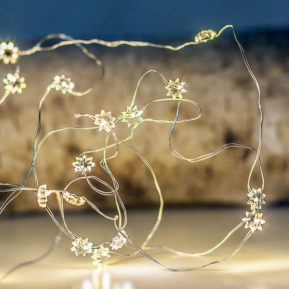 Cordão Luminoso Taschibra Estrelas Pilha 3000K 2m