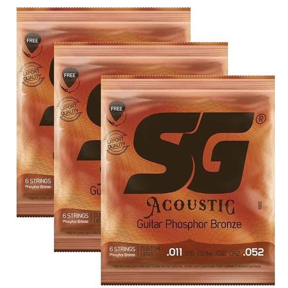 Kit 3 Encordoamentos Violao Aco Sg Fosforo Bronze 011 Cod