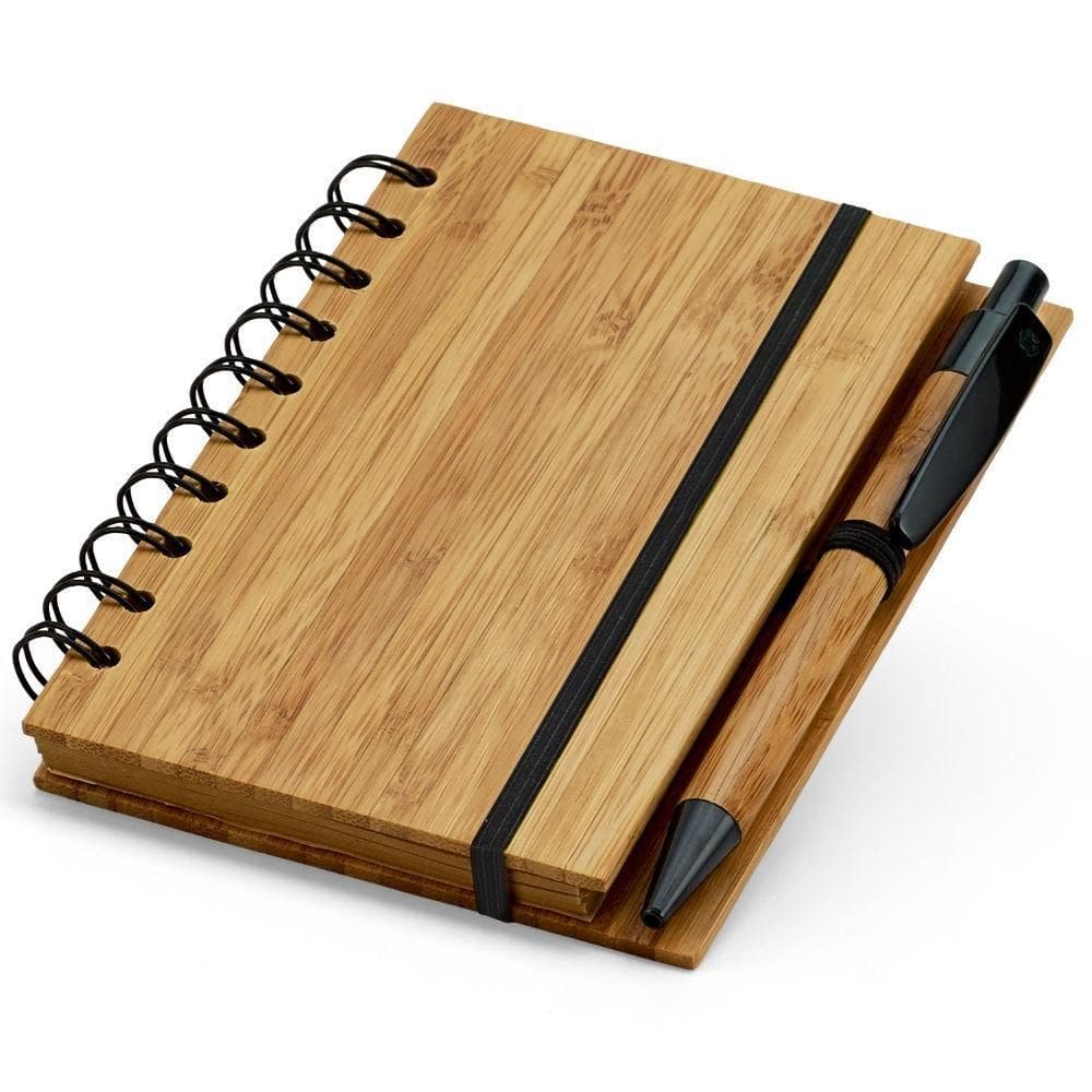 Caderneta Em Bambu10,5X14,8Cm 70Fls Pautadas E Caneta Topget