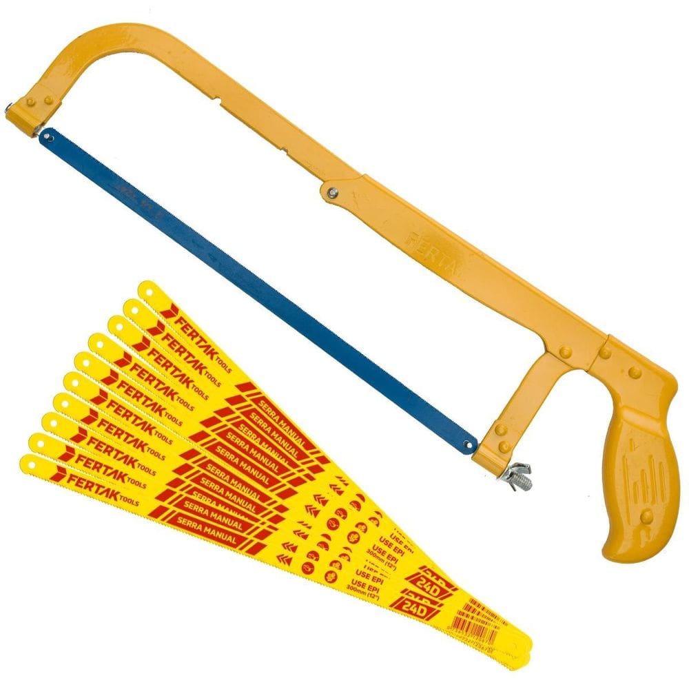 Arco De Serra Fixo Profissional 12Pol + 10 Lâminas 24 Dentes