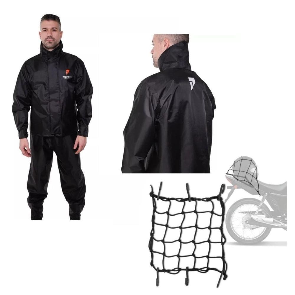 Capa De Chuva Motoqueiro Pioneira Nylon P + Elastico Aranha