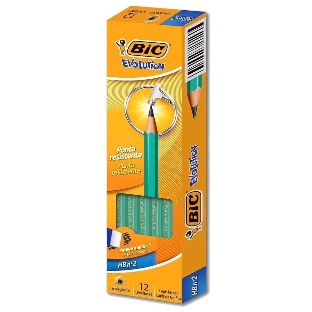 Lápis Preto Nº 02 S/Borracha Bic Evolution Kit C/4 Hexagonal