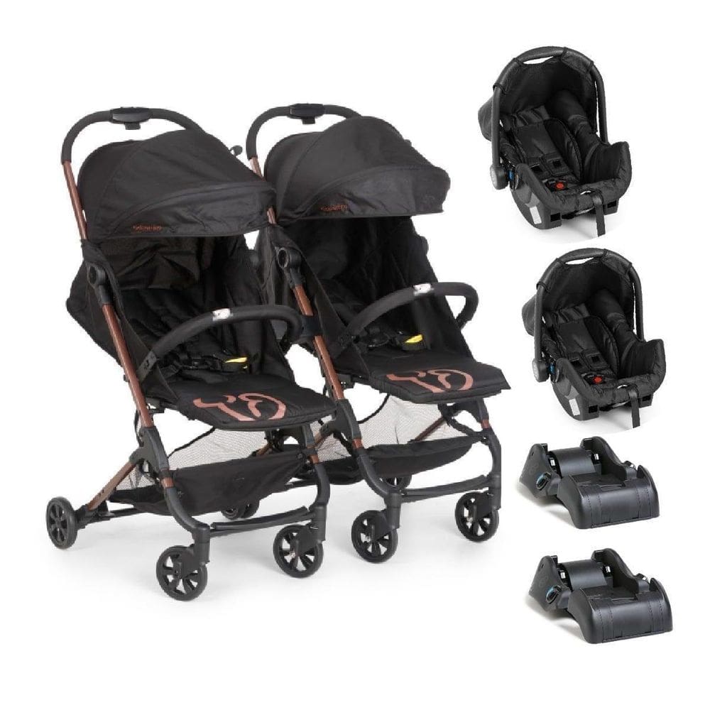 Carrinho Bebê Galzerano Gêmeos + 2 Bebê Conforto + 2 Bases