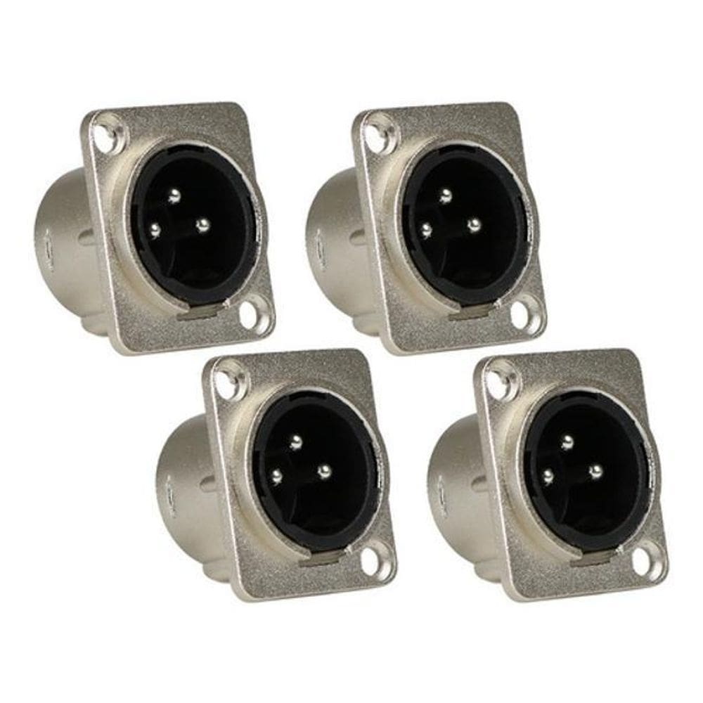 Kit 4 Conector Xlr Canon Macho Para Painel 3 Pinos Sa2X