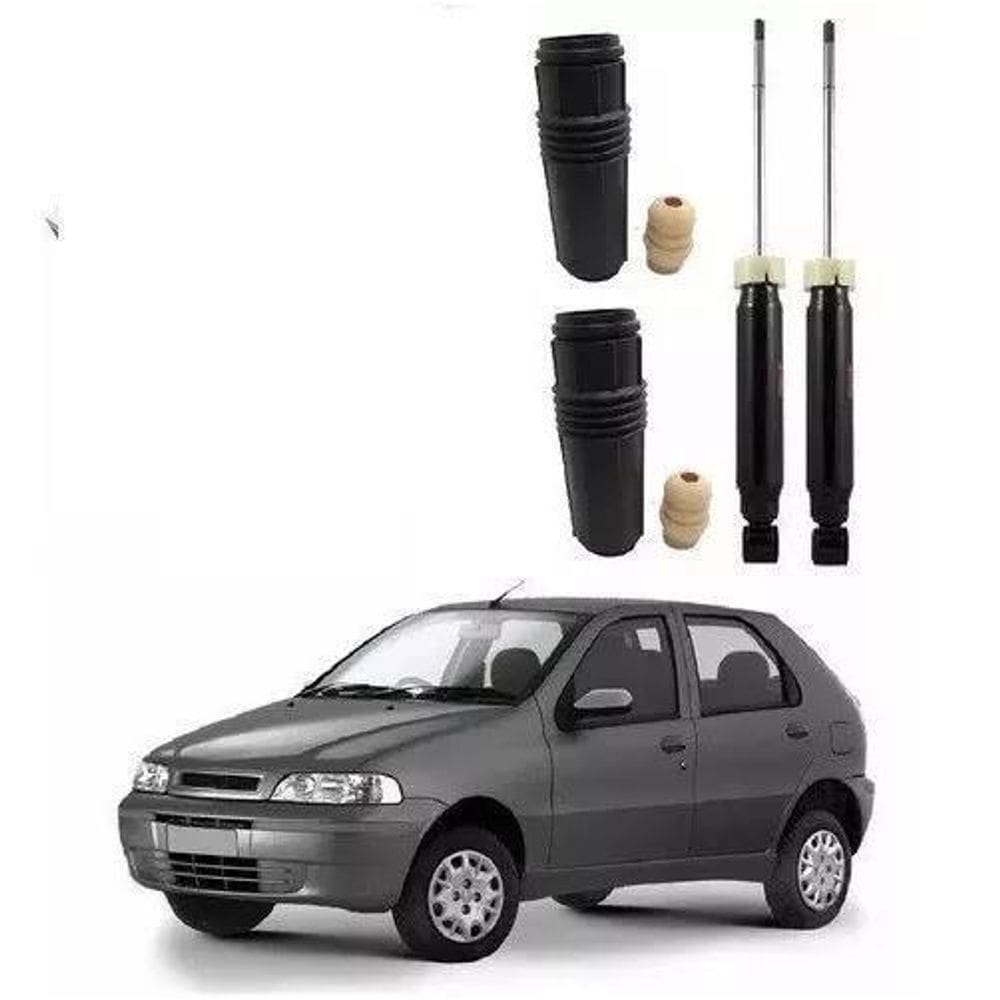 02 Amortecedores+02 Kits Fiat Palio Traseiro 2003