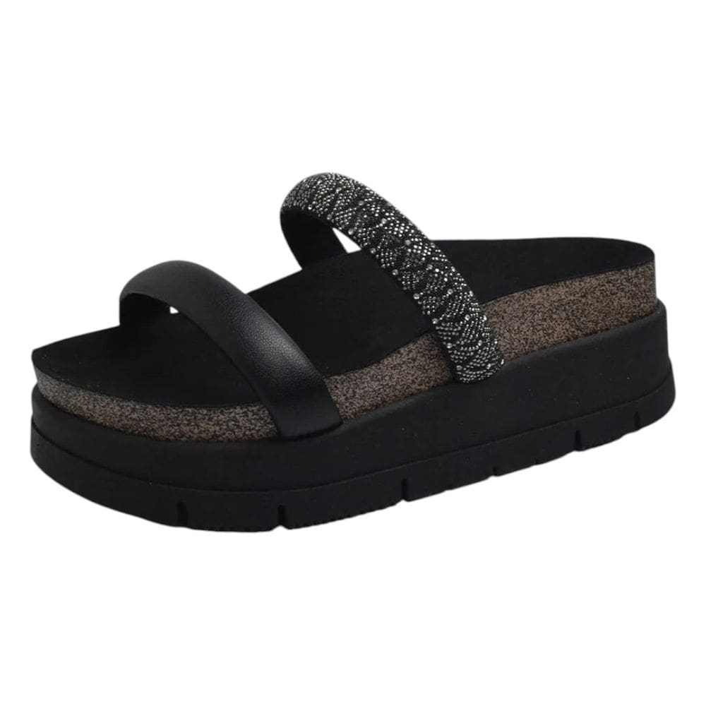 Tamanco Feminino Anabela Média Conforto Strass Moleca