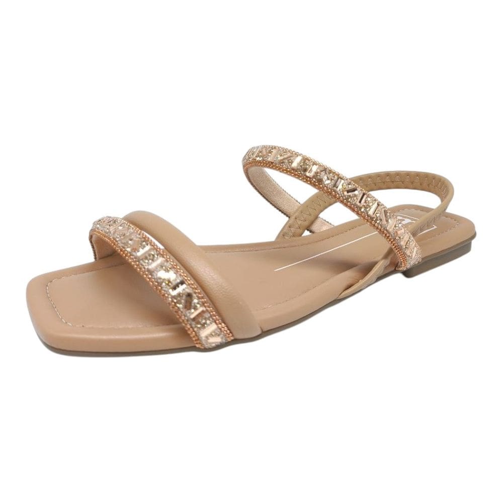 Sandália Rasteirinha Feminina Pedrarias Strass Estilo Moleca