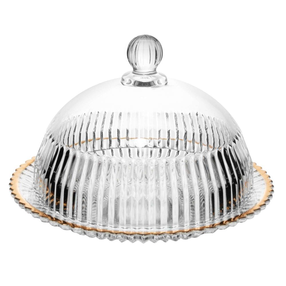 Queijeira Imperatriz de Cristal com Fio de Ouro 20cm - Wolff