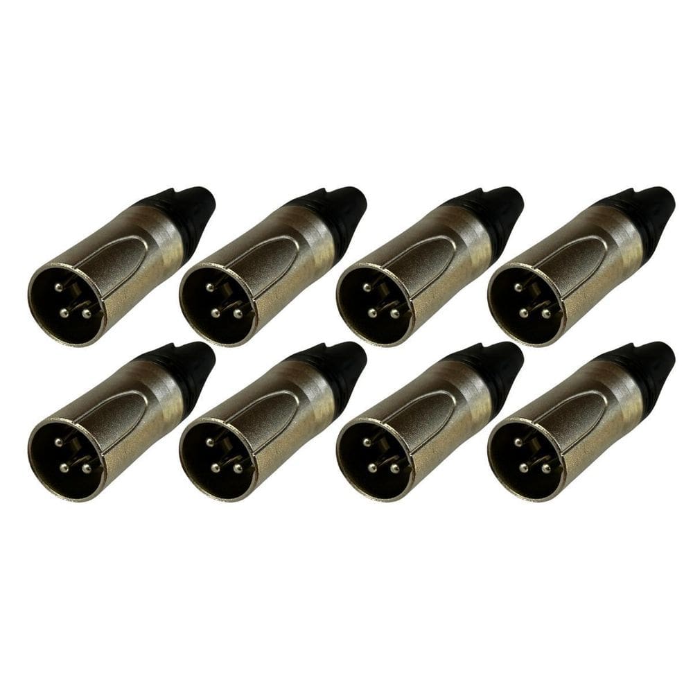 Kit 8 Plug Xlr Macho Profissional 3 Vias Soundvoice Xl03Mc