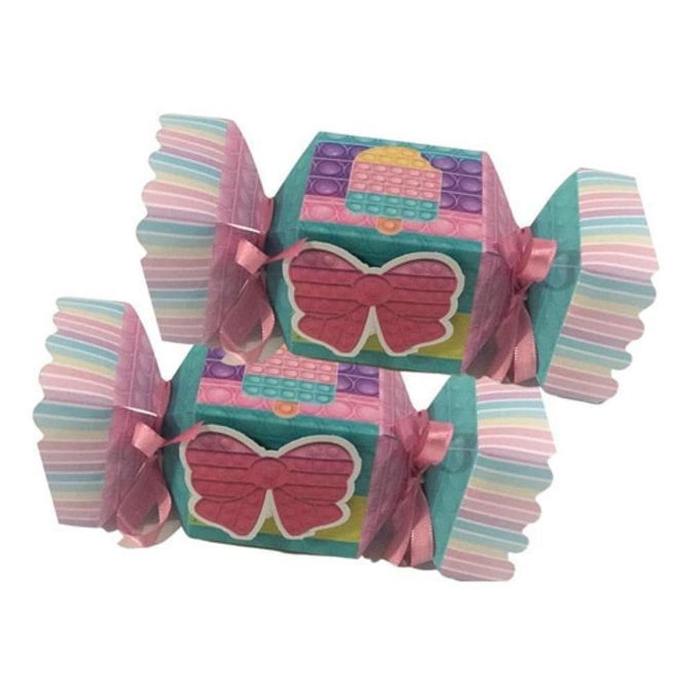 10 Caixa Bala Kit Festa Pop It, Kit Fidget Toy - Rosa