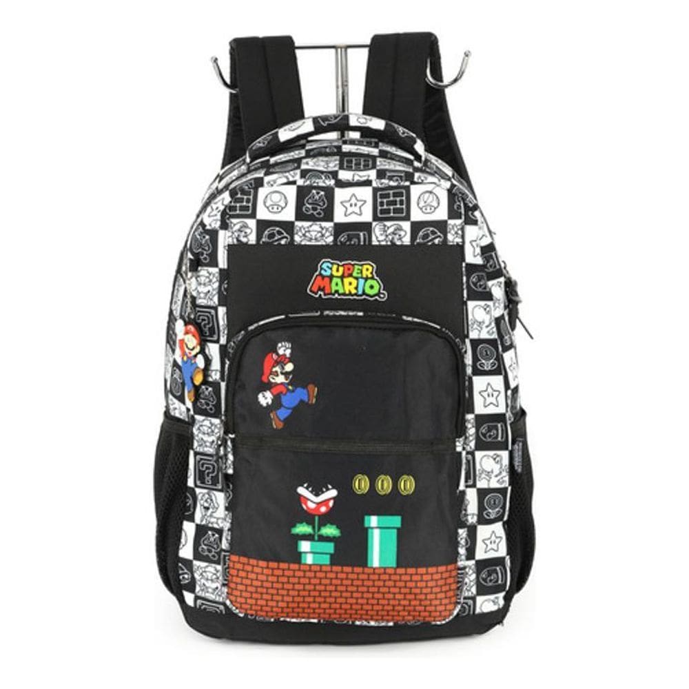 Mochila De Costas Juvenil Com Chaveiro Super Mario