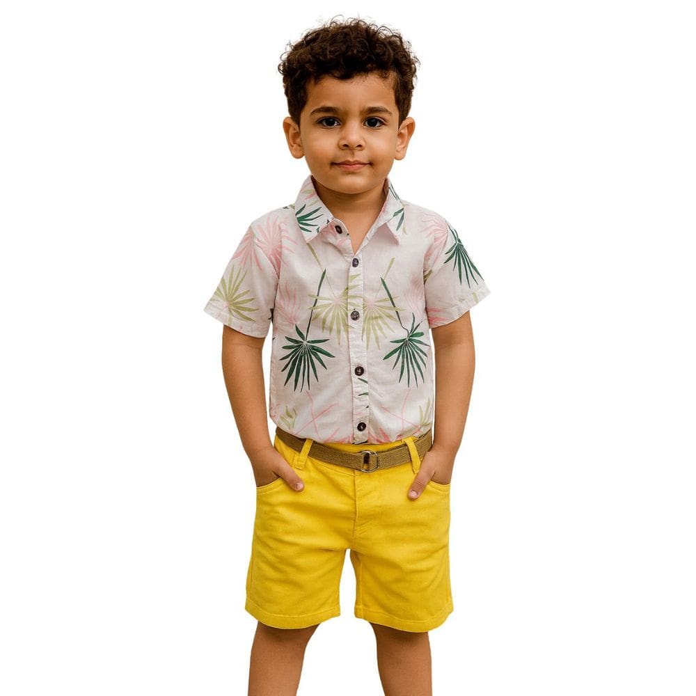 Conjunto Infantil Tropical Camisa e Bermuda Menino Festa