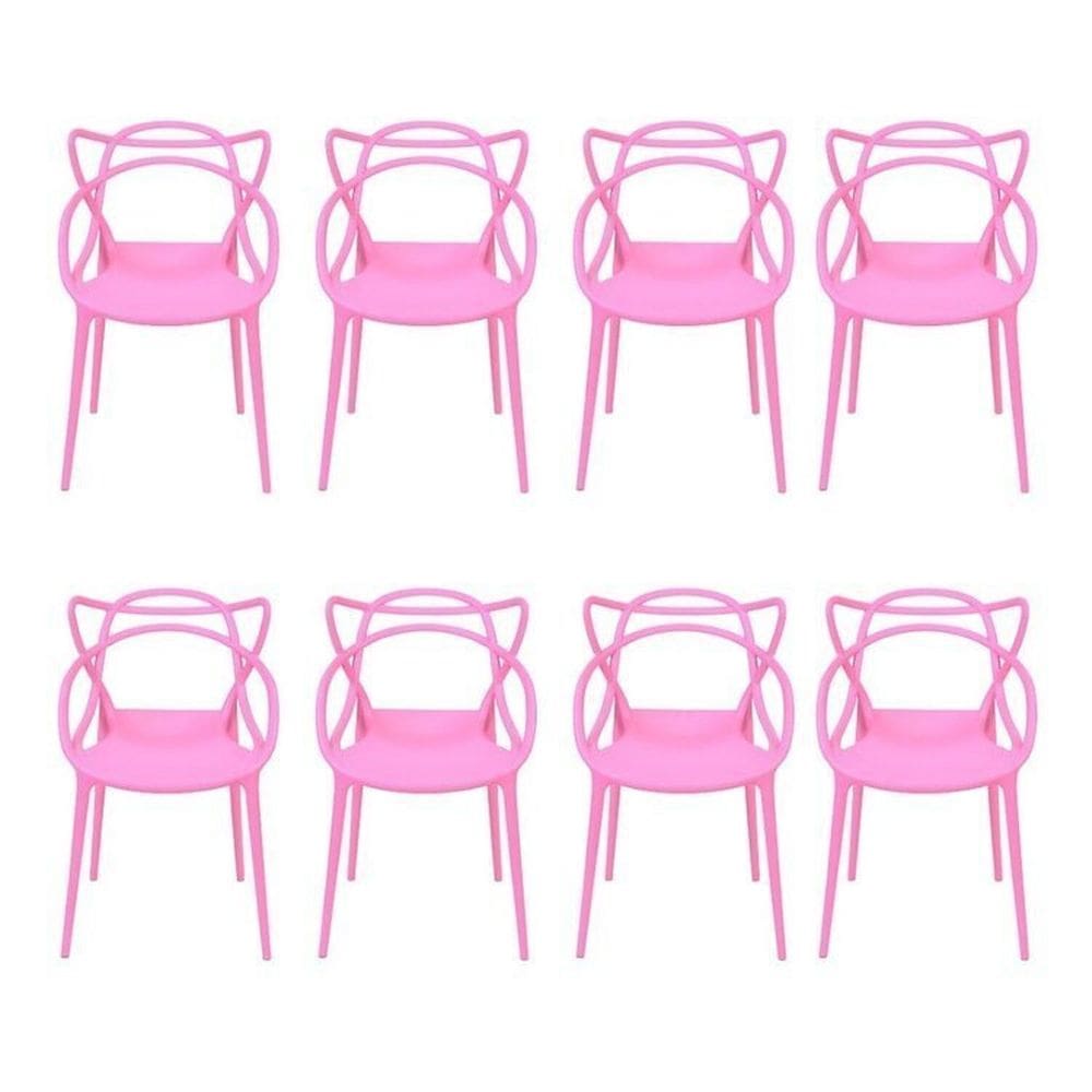 Kit com 8 Cadeiras para Sala de Jantar Allegra Solna Rosa