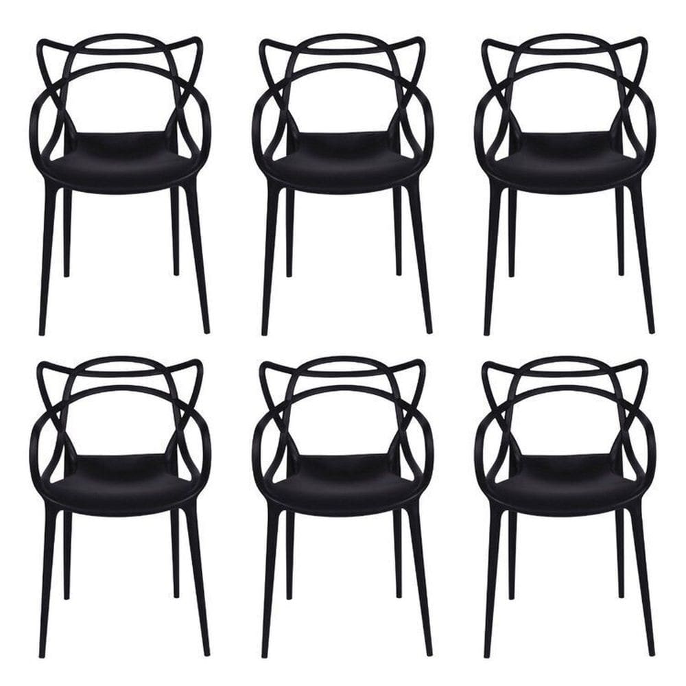 Kit com 6 Cadeiras para Sala de Jantar Allegra Solna Preto