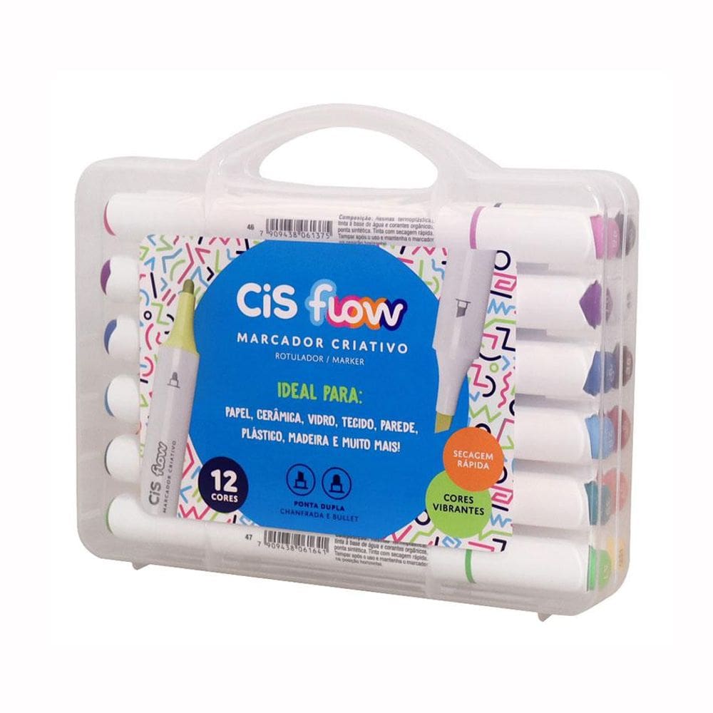 Caneta marcador criativo Flow Duo 12 cores - Cis