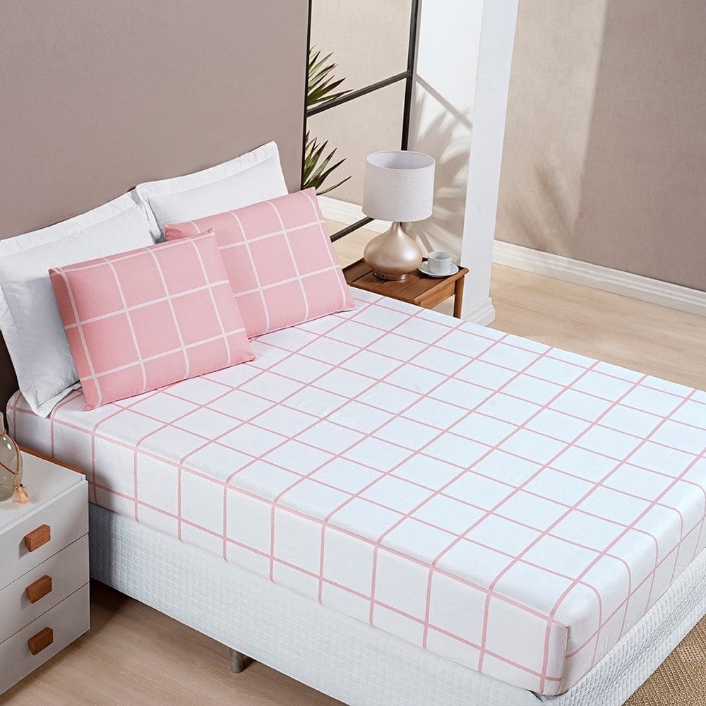 Jogo de Lençol Cama Queen 3 peças Micropercal 200 Fios Austin