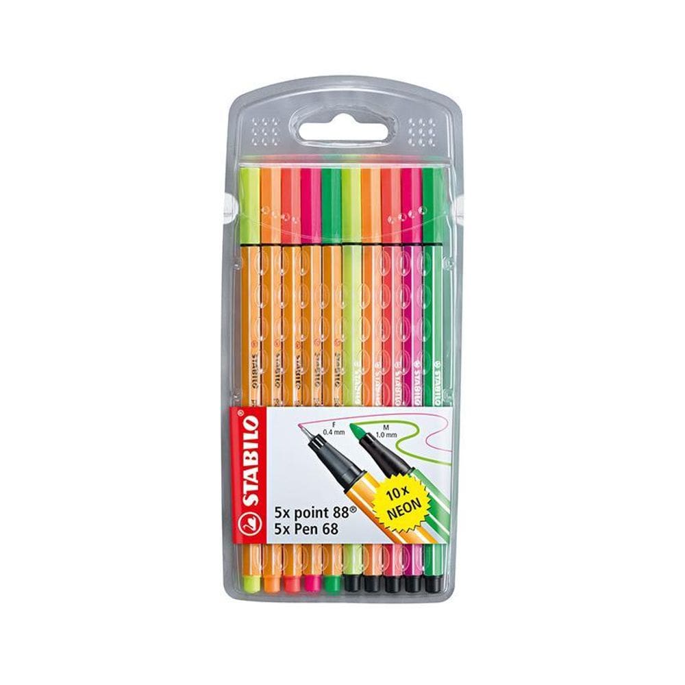 Caneta hidr Fine Point 8868/10-1 cores neon 10 unid Stabilo