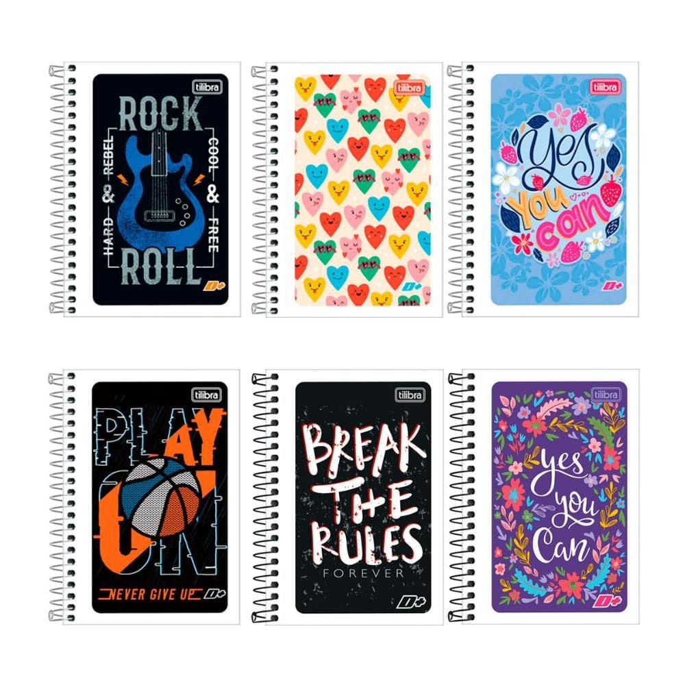 Caderneta espiral capa flexível 1/8 96 fls D Mais Tilibra