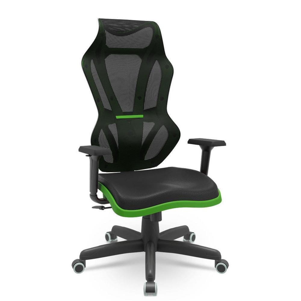 Cadeira Vizon Gamer Estofado Relaxplax Braços 3D Pp Verde