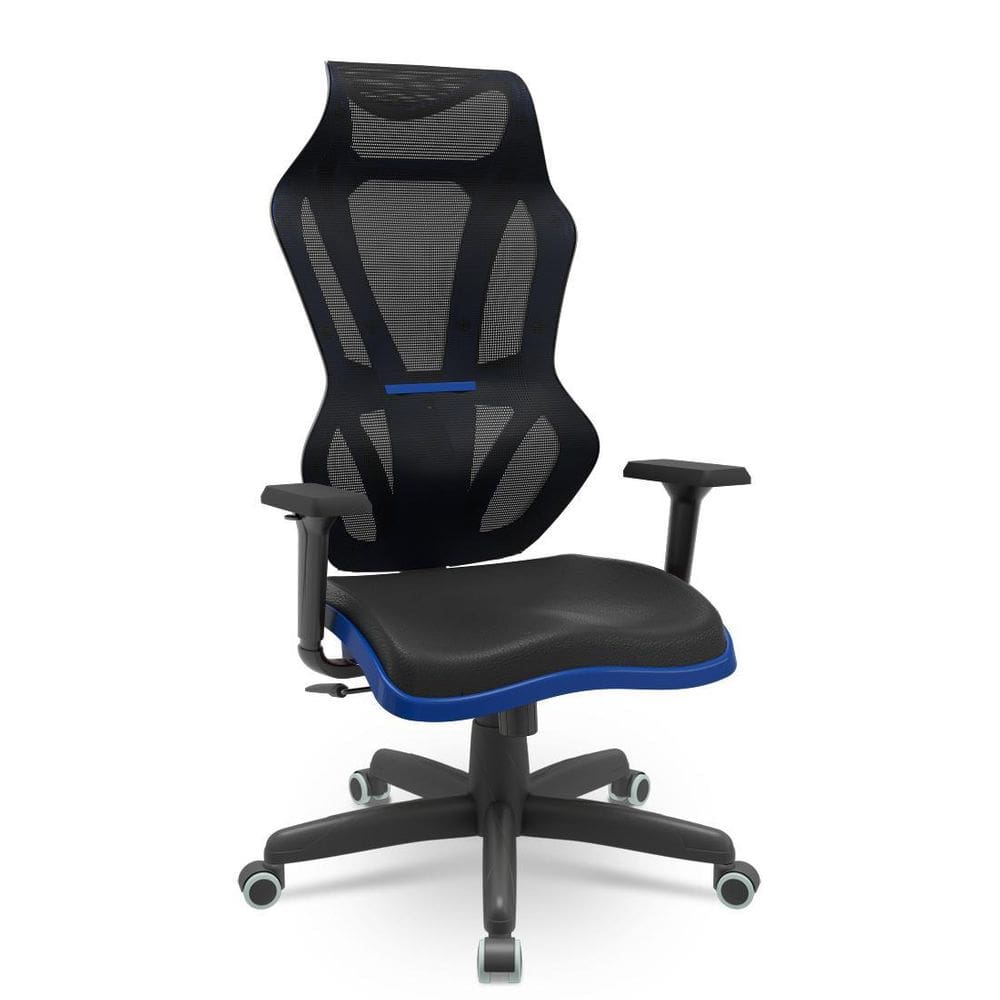 Cadeira Vizon Gamer Ass Estofado Relaxplax Braços 3D Pp Azul