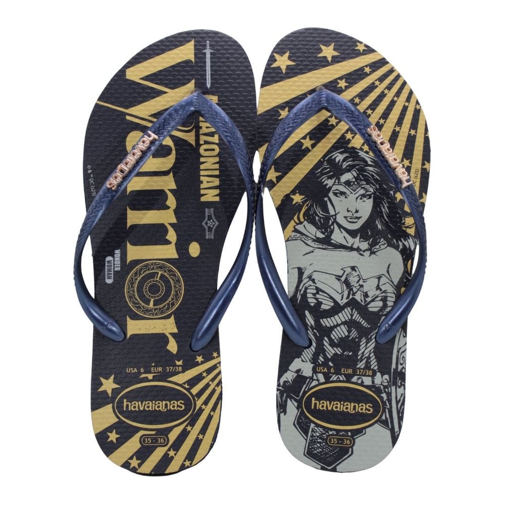 Chinelo Havaianas Feminino Slim Warner Classics Azul Marinho