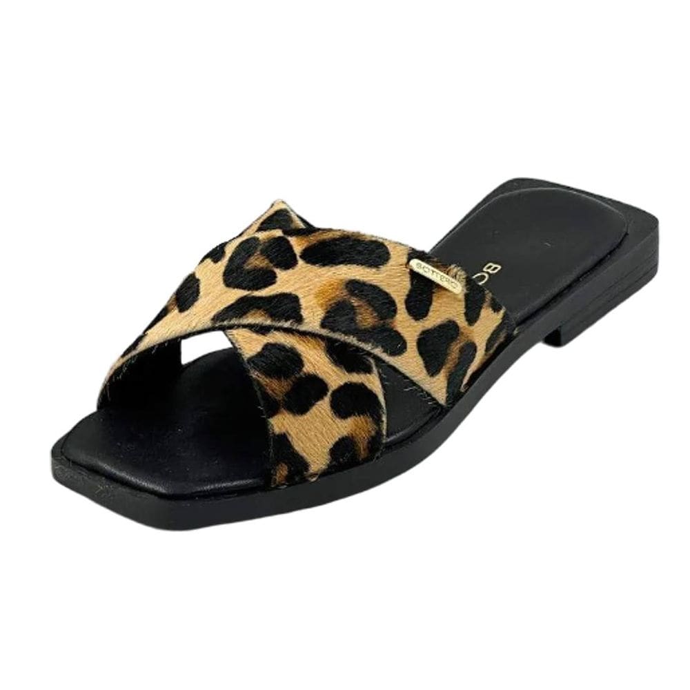 Chinelo Feminino Rasteira Couro Macio Bottero Animal Print