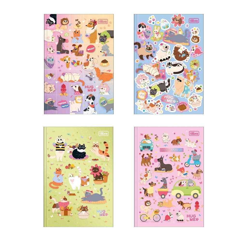 Caderno brochura capa dura 1/4 80 folhas Hug Me Tilibra