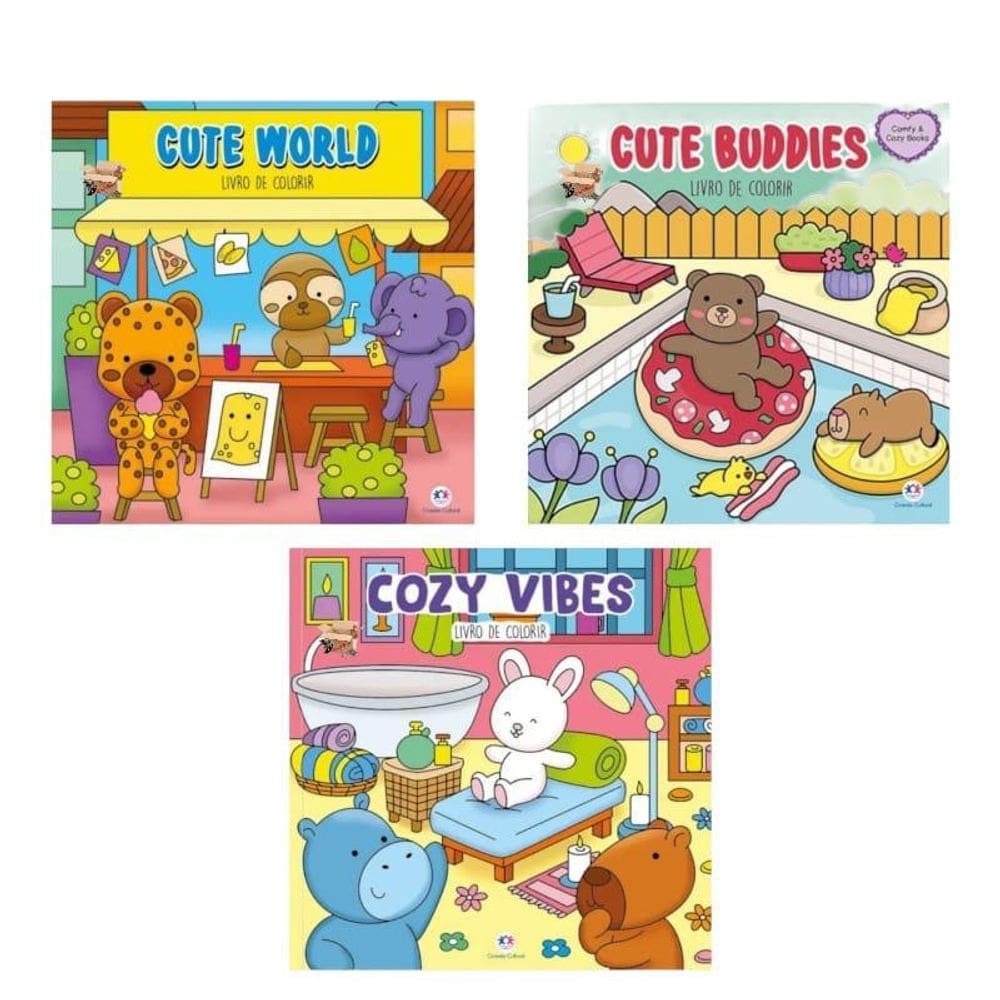 Kit 3 Livros Infantil Comfy & Cozy Books Colorir E Relaxar
