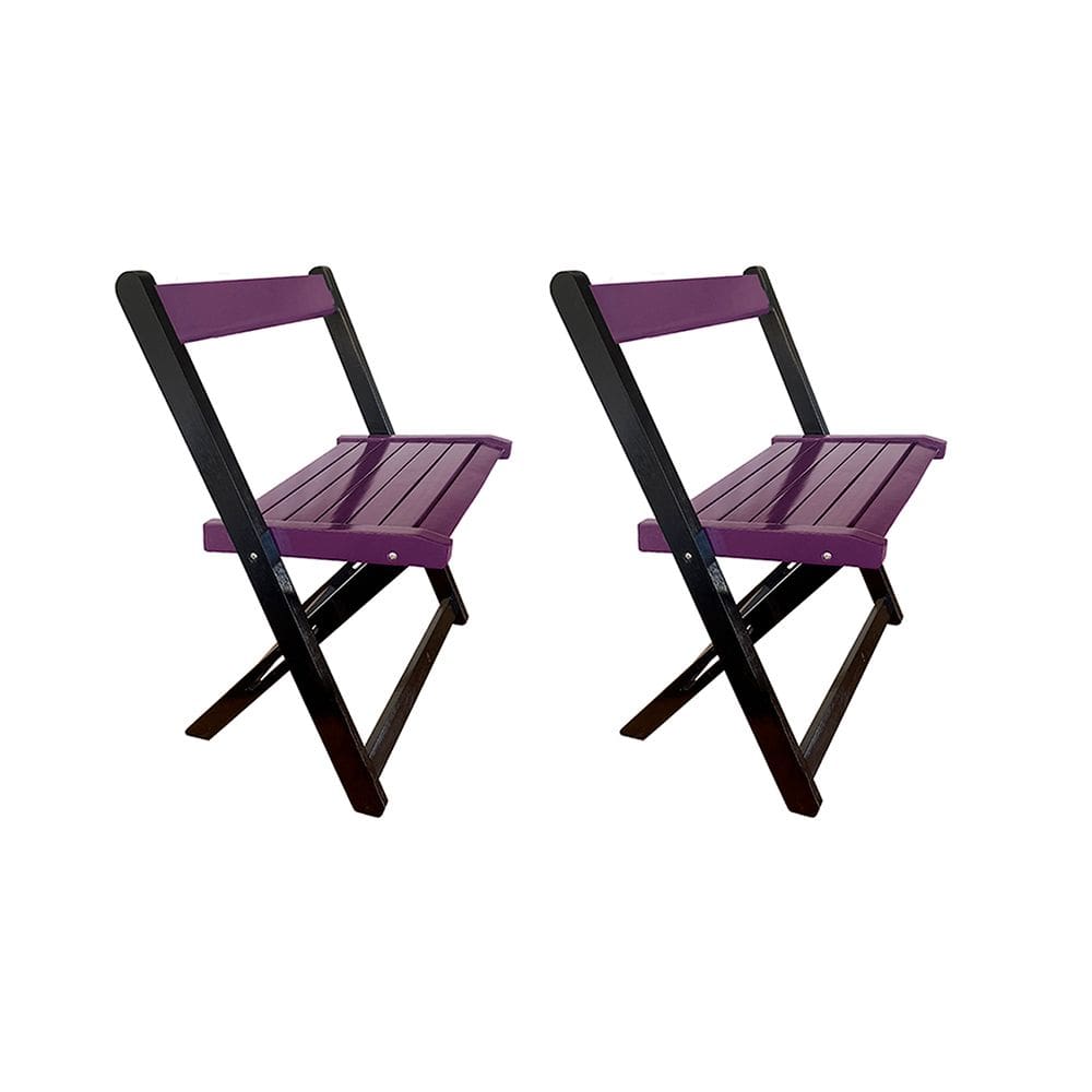 Kit 2 Cadeiras de Madeira Dobrável Roxo