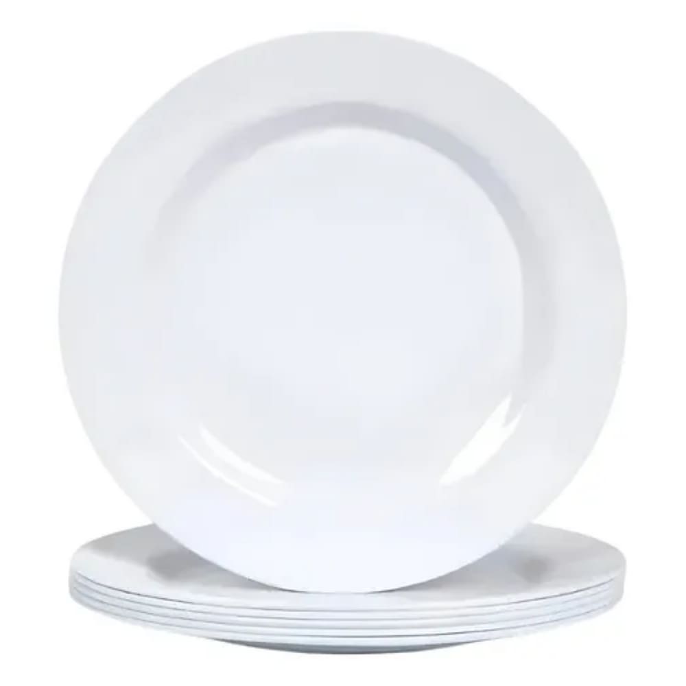 Kit 12 Prato Sobremesa 18 Cm Melamine Reforçado Yazi Branco