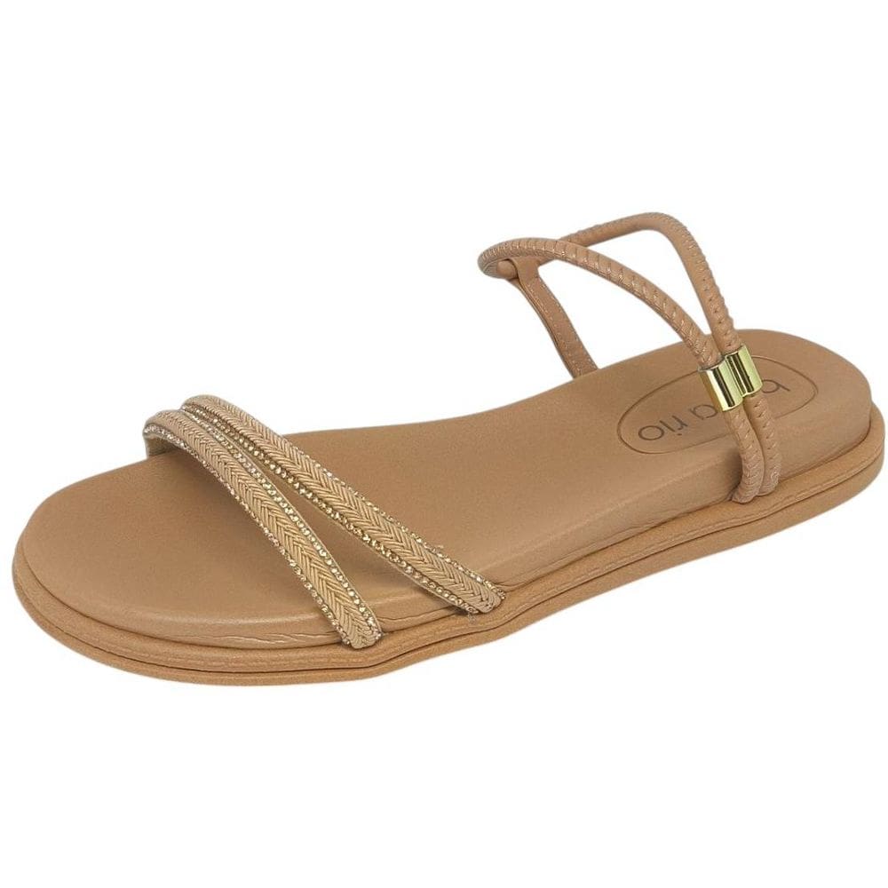 Sandália Feminina Flat Tira Strass Fácil Calce Beira Rio