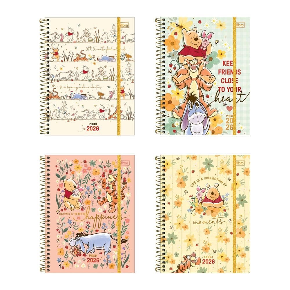 Agenda planner espiral semanal Pooh 2026 Tilibra
