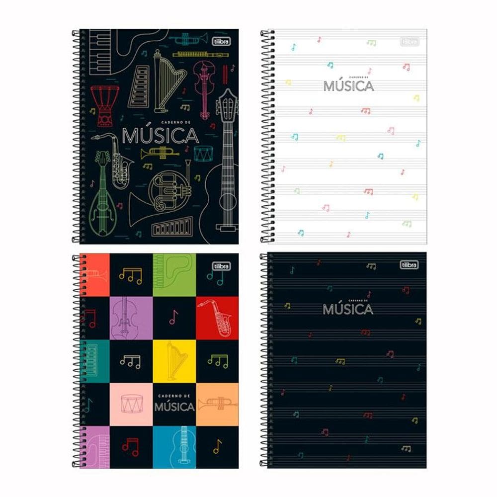 Caderno espiral capa dura universitário 80fls Música Tilibra