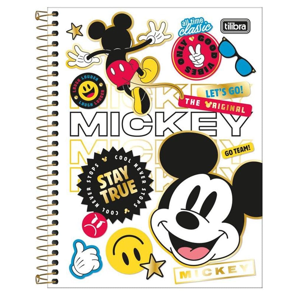 Caderno colegial capa dura 1x1 80 fls Mickey Tilibra
