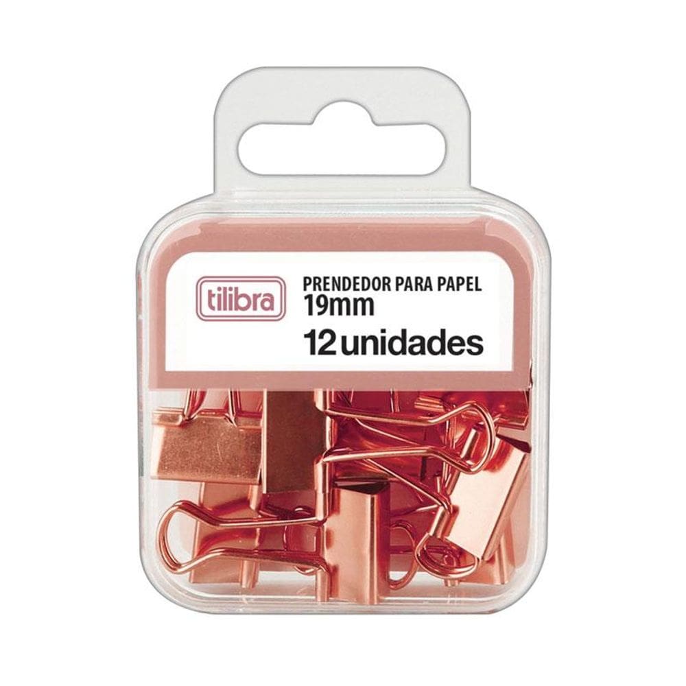 Prendedor de papel 19mm ouro rose c/ 12 unid 276529 Tilibra